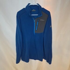 Eddie Bauer‎ First Ascent Quarter Zip Fleece Pullover Blue T Large